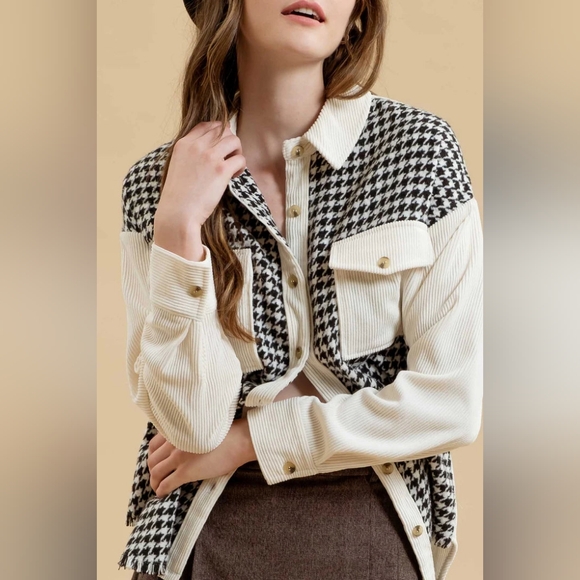 Blu Pepper houndstooth shacket - Picture 5 of 12